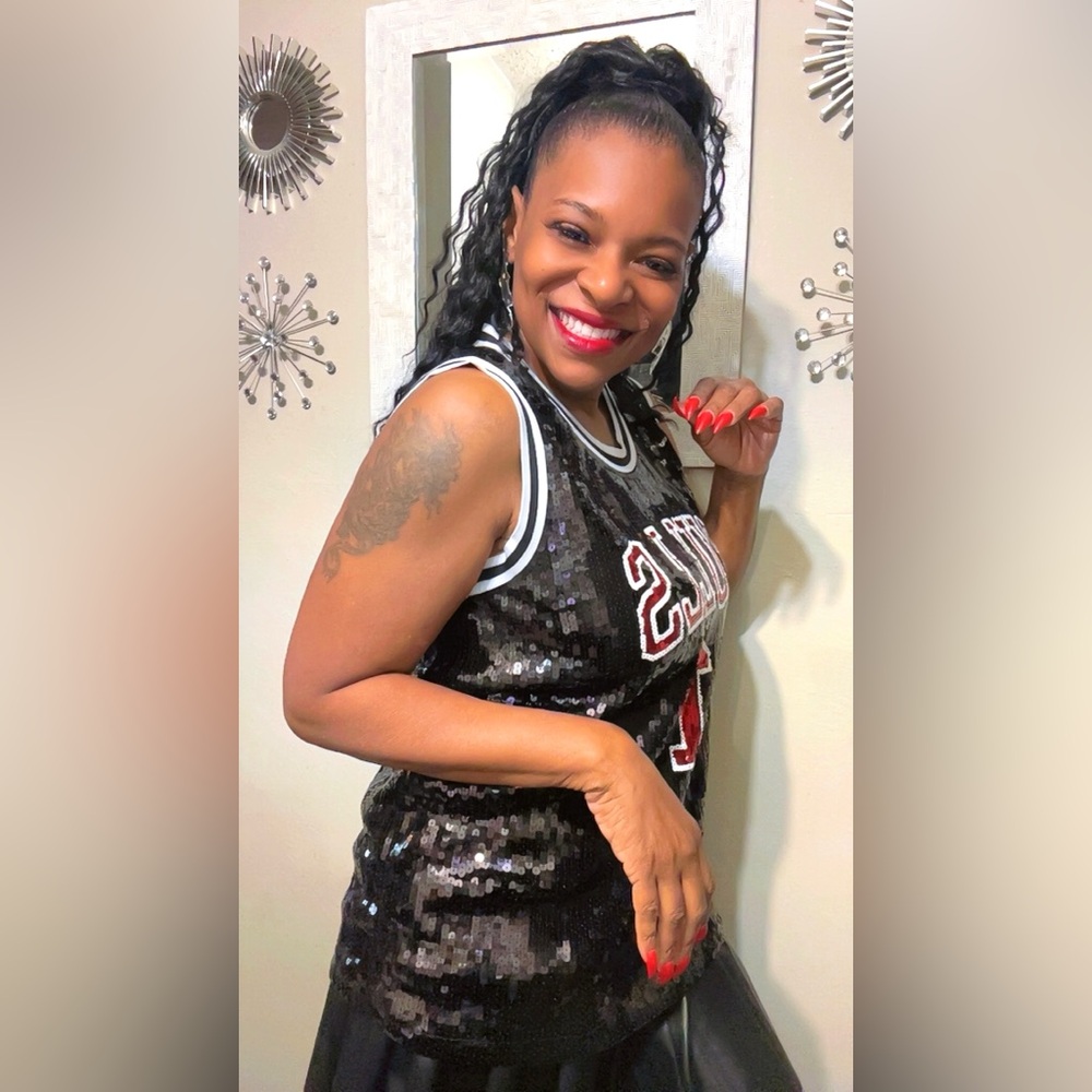 Sale‼️Chicago Bulls Sequin Black jersey - Picture 11 of 15
